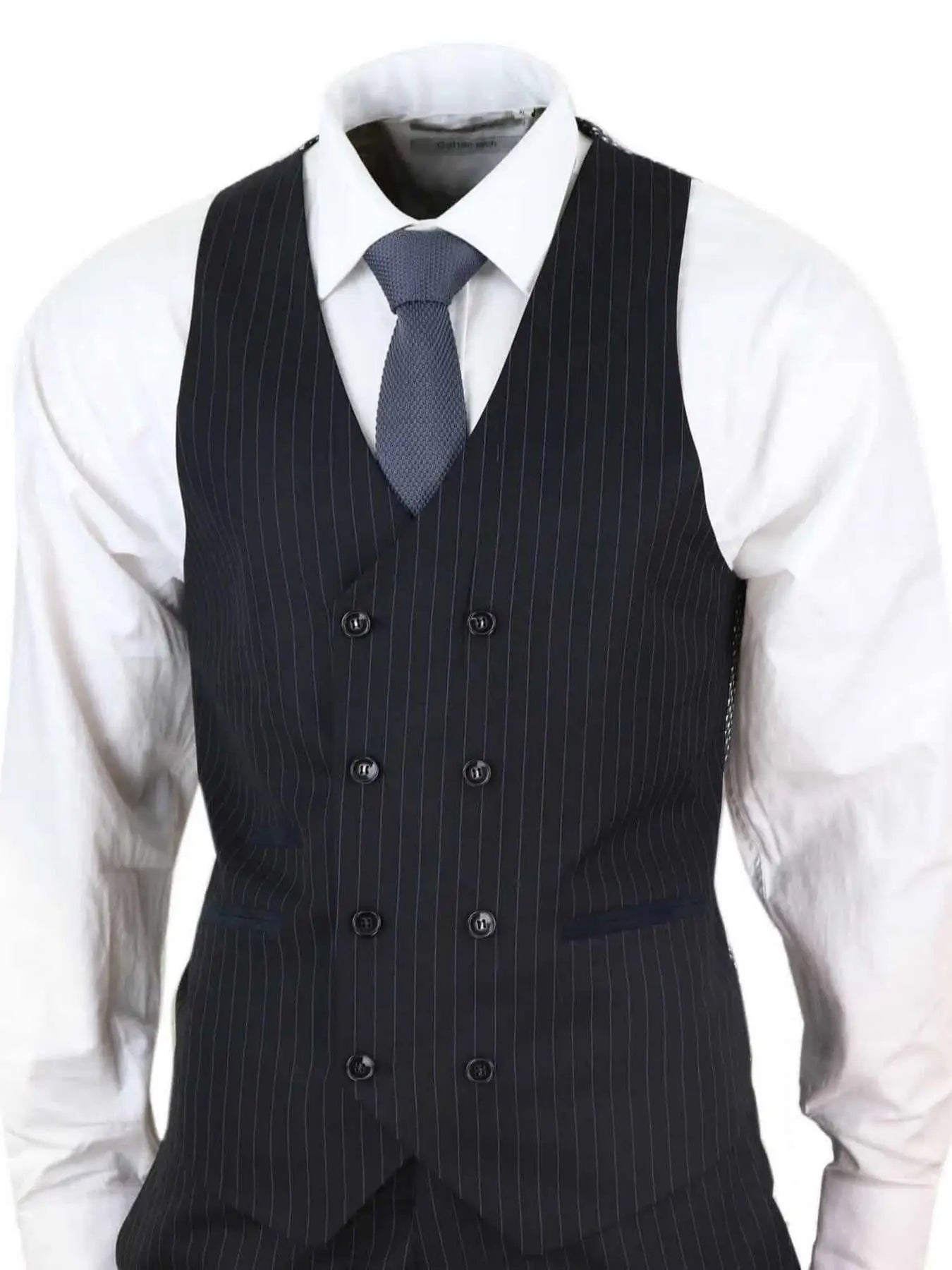 Men's 3 Piece Black Pinstripe Retro Suit